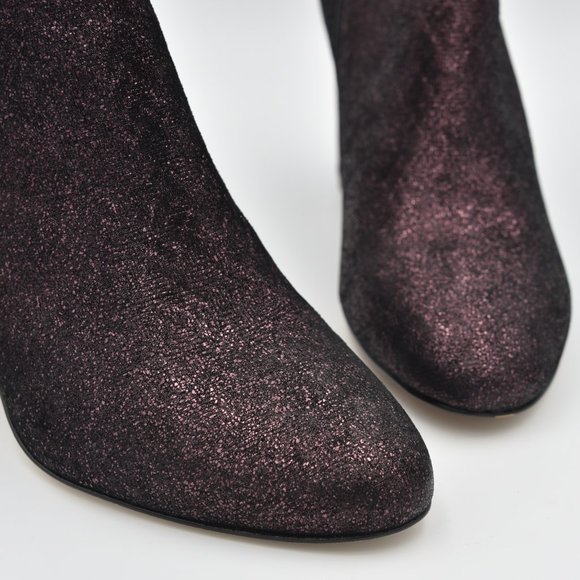 L.K. Bennett London Jourdan Sparkly Purple 'Loganberry' Block Heel Ankle Booties - Picture 2 of 16